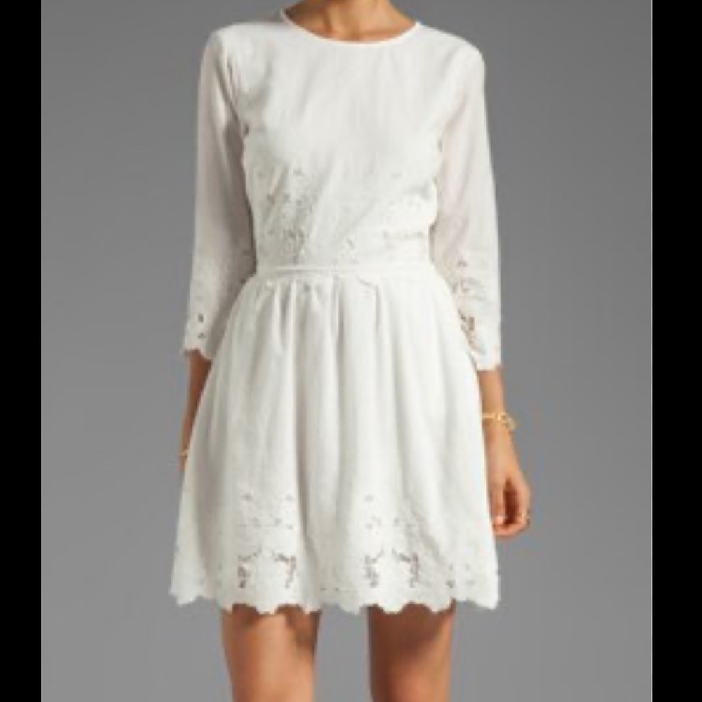 Cotton Candy eyelet romantic feminine dress Sz M ivory‎ long sleeves